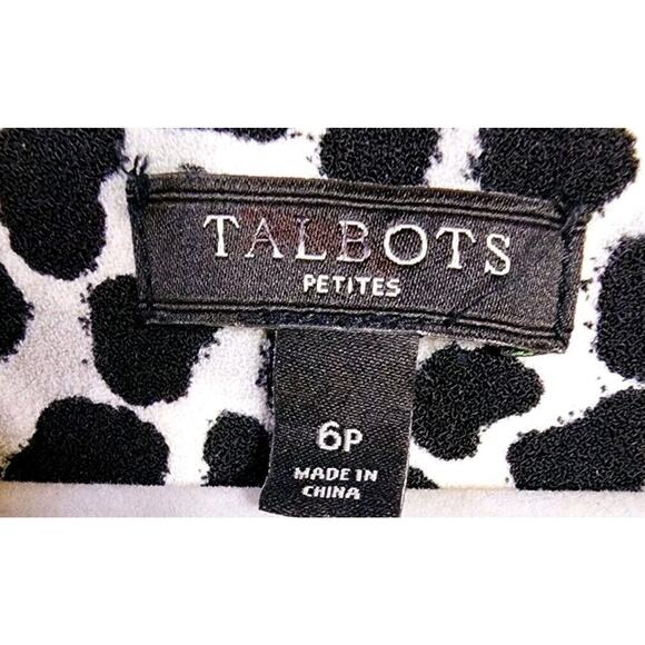 VTG 90s Talbots Petite Black White Animal Print Sheath Dress Sz 6 6P Leopard Y2K - Picture 9 of 10